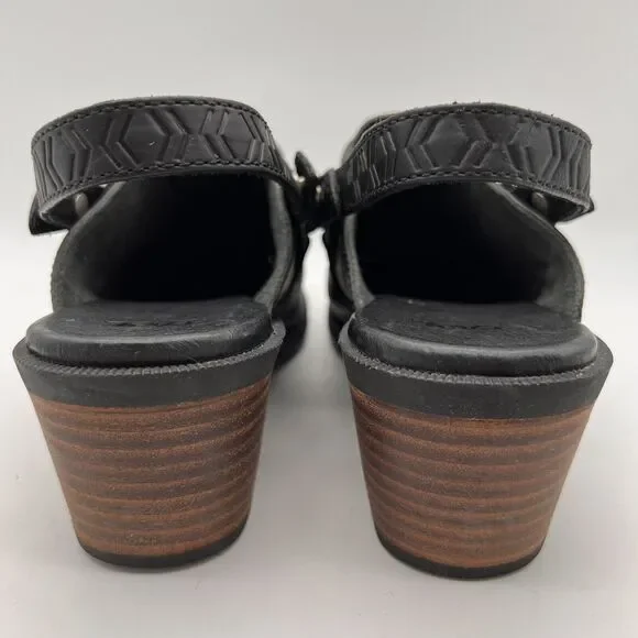 TEVA Foxy Black Leather Adjustable Slingback Mid Block Heel Clogs Women’s 7.5 - Picture 10 of 12